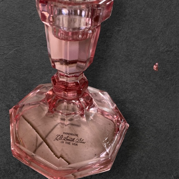 Le smith glass pink candle stock holders - Picture 2 of 5